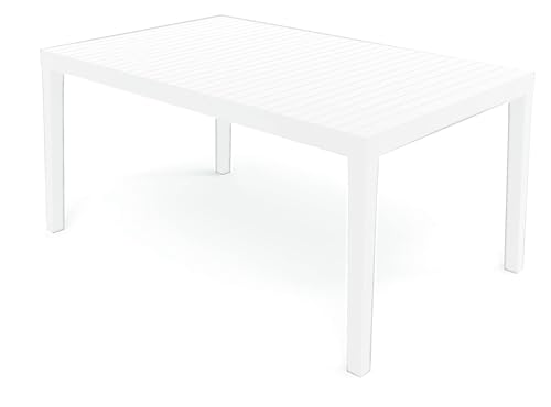 Dmora - Außentisch Maratea, rechteckiger Esstisch, Mehrzweck-Gartentisch, 100% Made in Italy, 150 x 90 x 72 cm, Weiß von Dmora
