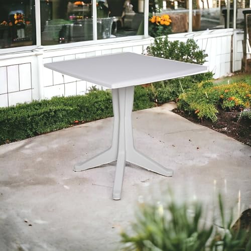 Dmora - Außentisch Trani, festes quadratisches Regal, Mehrzweck-Gartentisch, 100 % Made in Italy, 70 x 70 x 72 cm, Weiß von Dmora