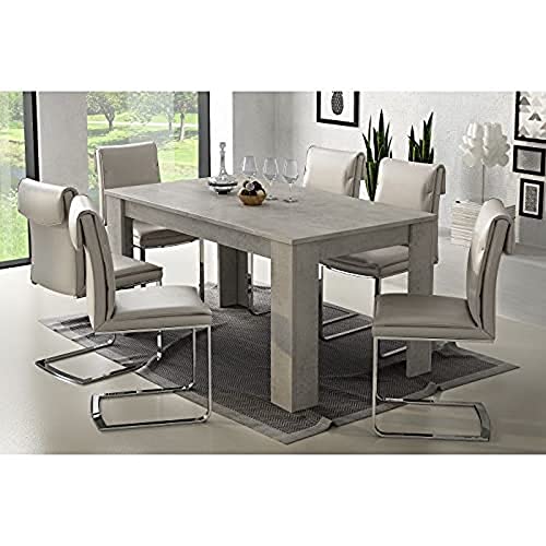 Dmora Ausziehbarer Esstisch, Ausziehbare Konsole, Moderner Tisch mit Auszügen, 160 / 220x88h80 cm, Zementfarbe von Dmora