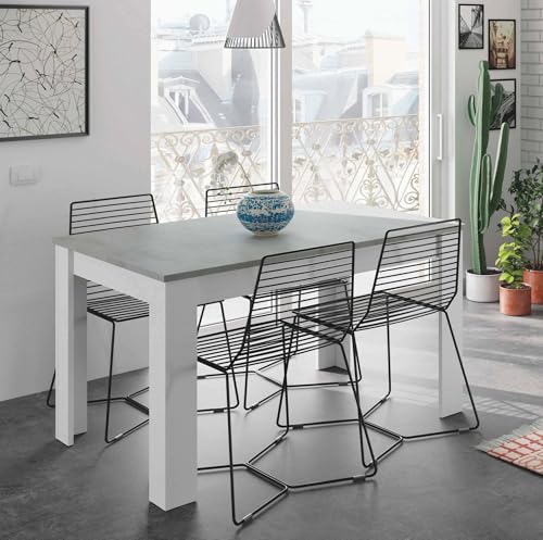 Dmora - Ausziehbarer Midland-Tisch, ausziehbare Konsole für das Esszimmer, zu öffnender Küchentisch mit Verlängerung, 140/190 x 90 x 78 cm, Zement und Weiß Dmora - Ausziehbarer Midland-Tisch, ausziehbare Konsole für das Esszimmer, zu öffnender Küchentisch mit Verlängerung, 140/190 x 90 x 78 cm, Zement und Weiß von Dmora