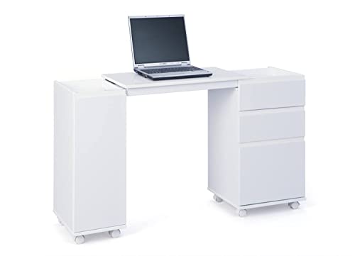 Dmora Ausziehbarer Schrank / Schreibtisch, weiße Farbe, 66 x 72 x 36 cm von Dmora