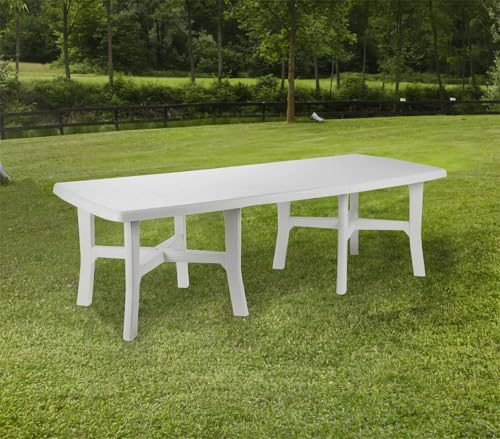 Dmora - Gartentisch Messina, Ausziehbarer Esstisch, rechteckiger Mehrzweck-Gartentisch, 100 % Made in Italy, Cm 160x90h72, Weiß von Dmora
