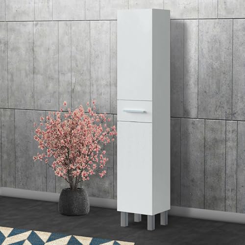 Dmora - Säulenschrank Wilmington, Badezimmerwandschrank mit 2 Türen und 1 Schublade, hoher Kleiderschrank, 35 x 31 x 182 cm, glänzendes Weiß Dmora - Säulenschrank Wilmington, Badezimmerwandschrank mit 2 Türen und 1 Schublade, hoher Kleiderschrank, 35 x 31 x 182 cm, glänzendes Weiß von Dmora