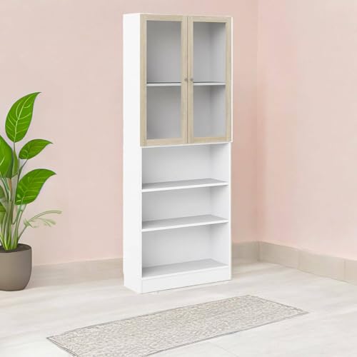 Dmora - Bücherregal Alixane, Büroregal, Mobiler Buchhalter, Bücherbrett, 79x28 h203 cm, Weiß und Eiche Dmora - Bücherregal Alixane, Büroregal, Mobiler Buchhalter, Bücherbrett, 79x28 h203 cm, Weiß und Eiche von Dmora