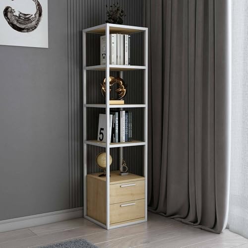 Dmora - Bücherregal Artemis, Büroregal, Mobiler Buchhalter, Bücherbrett, 39x39h169 cm, Weiß und Eiche Dmora - Bücherregal Artemis, Büroregal, Mobiler Buchhalter, Bücherbrett, 39x39h169 cm, Weiß und Eiche von Dmora