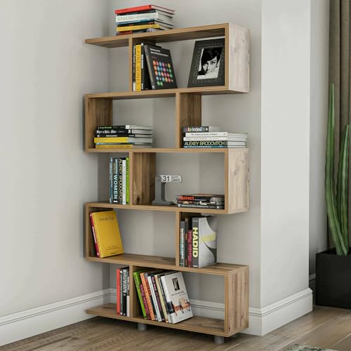 Dmora - Bücherregal Hamal, Büroregal, Mobiler Buchhalter, Bücherbrett, 90x20h156 cm, Eiche Dmora - Bücherregal Hamal, Büroregal, Mobiler Buchhalter, Bücherbrett, 90x20h156 cm, Eiche von Dmora