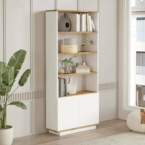 Dmora - Bücherregal Heze, Büroregal, Bücherregal, Bibliothek, 75 x 27 x 168 cm, Eiche und Weiß Dmora - Bücherregal Heze, Büroregal, Bücherregal, Bibliothek, 75 x 27 x 168 cm, Eiche und Weiß von Dmora