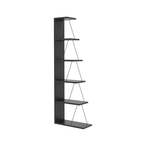 Dmora - Bücherregal Mizar, Büroregal, Mobiler Buchhalter, Bücherbrett, 50x22h150 cm, Anthrazit und Schwarz Dmora - Bücherregal Mizar, Büroregal, Mobiler Buchhalter, Bücherbrett, 50x22h150 cm, Anthrazit und Schwarz von Dmora