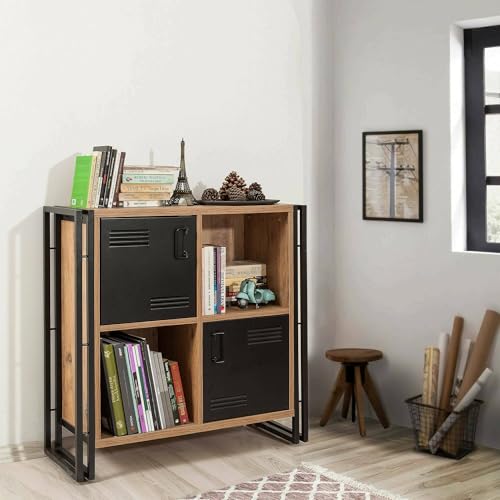 Dmora - Bücherregal Orion, Büroregal, Mobiler Buchhalter, Bücherbrett, 89x35h89 cm, Eiche und Schwarz Dmora - Bücherregal Orion, Büroregal, Mobiler Buchhalter, Bücherbrett, 89x35h89 cm, Eiche und Schwarz von Dmora