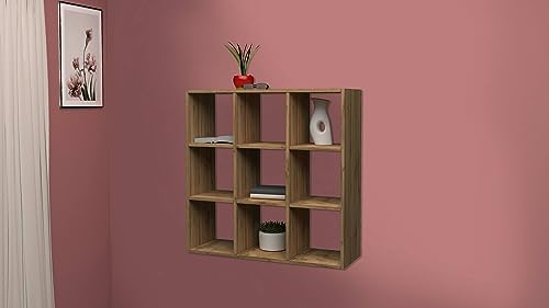 Dmora Bücherregal Rodrigo, Schrank mit Regalen, Bibliothek für Büro, 100% Made in Italy, Eiche, 90 x 25 x 90 cm von Dmora