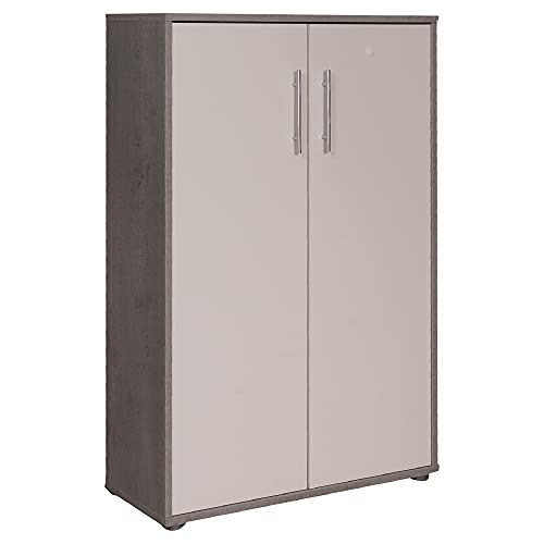 Dmora Bücherregal mit 2 Türen und 2 Regalen, Regal für Bücher und Dokumente, Büroschrank, cm 79x34h188, Weiß und Zementfarbe Dmora Bücherregal mit 2 Türen und 2 Regalen, Regal für Bücher und Dokumente, Büroschrank, cm 79x34h188, Weiß und Zementfarbe von Dmora