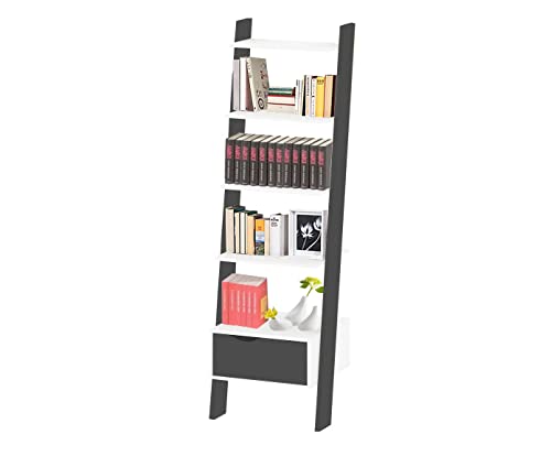 Dmora Bücherregal mit einer Schublade und vier Einlegeböden, schwarz-weiß, 55 x 180 x 48 cm. von Dmora