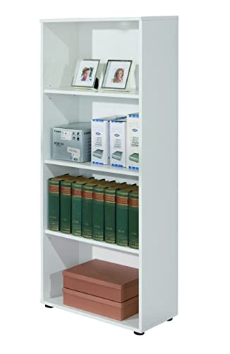 Dmora Bücherregal mit vier Regalen, weiße Farbe, 60 x 145 x 30 cm von Dmora