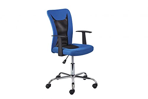 Dmora Bürosessel mit Armlehnen, höhenverstellbar, blau und schwarz, 55x54.5x85-95 cm von Dmora
