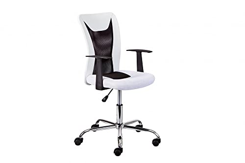 Dmora Bürosessel mit Armlehnen, höhenverstellbar, schwarz-weiß, 55x54.5x85-95 cm von Dmora