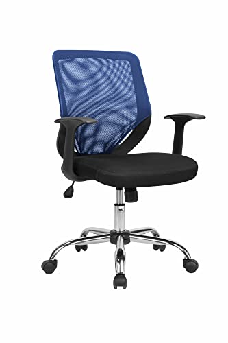 Dmora Bürostuhl Albany, Chefsessel aus Netzstoff mit Armlehnen, ergonomischer Bürositz, 60 x 54 x 90/98 cm, Schwarz und Blau von Dmora