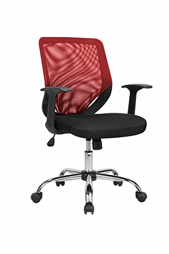 Dmora Bürostuhl Albany, Chefsessel aus Netzstoff mit Armlehnen, ergonomischer Bürositz, 60 x 54 x 90/98 cm, Schwarz und Rot von Dmora