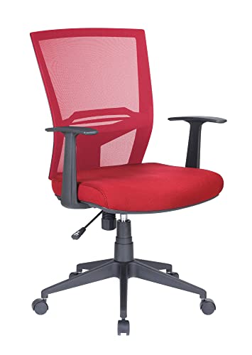 Dmora Bürostuhl Palmerston, Chefsessel aus Netz mit Armlehnen, ergonomischer Bürositz, 59 x 64 x 96/106, Rot, Canvas von Dmora