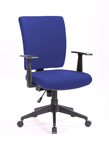 Dmora Bürostuhl Palmerston, Chefsessel mit Armlehnen, ergonomischer Bürositz, 61 x 65 x 98/108 cm, Blau, Kunstleder von Dmora