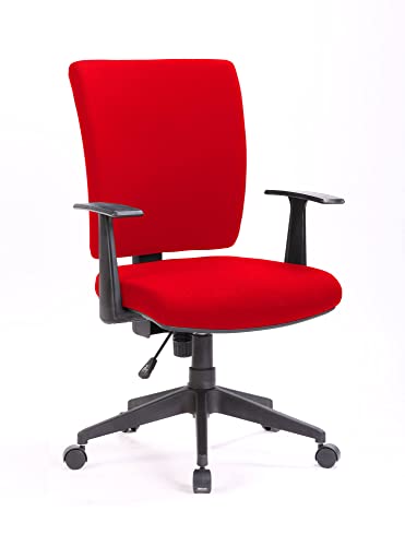 Dmora Bürostuhl Palmerston, Chefsessel mit Armlehnen, ergonomischer Bürositz, 61 x 65 x 98/108 cm, Rot, Kunstleder von Dmora