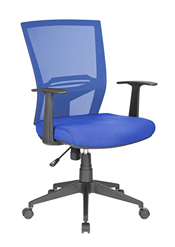 Dmora - Bürostuhl Palmerston, Mesh Chefsessel mit Armlehnen, Ergonomischer Bürositz, cm 59x64h96/106, Blau von Dmora