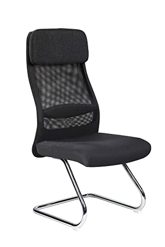 Dmora Bürostuhl Perth, Wartezimmersitze für Büro, ergonomischer Sitz, 58 x 47 x 105 cm, Schwarz, Legierter Stahl von Dmora