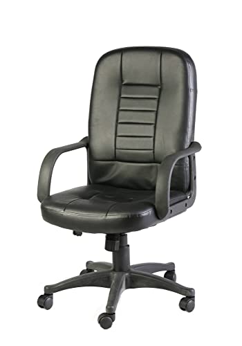 Dmora - Bürostuhl Shepparton, Chefsessel mit Armlehnen, Ergonomischer Bürostuhl, Schwarz, cm 56x59h104/114 von Dmora