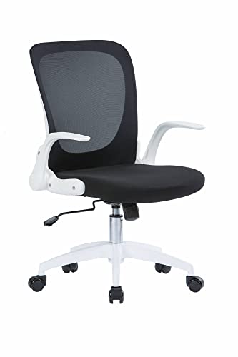 Dmora Bürostuhl Wellington, Chefsessel aus Netzstoff, ergonomischer Sitz mit klappbaren Armlehnen, 60 x 59 x 86/96, Schwarz und Weiß von Dmora