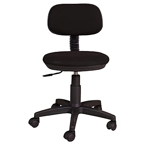 Dmora Bürostuhl auf Rädern, Liftstuhl, Gepolsterter Stoffstuhl, 58x53h77 / 87 cm, schwarze Farbe von Dmora