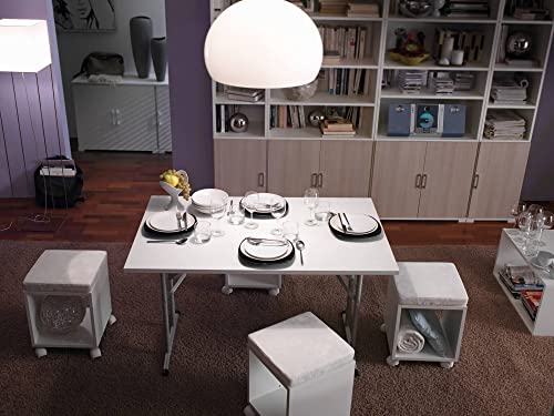 Dmora Campingtisch mit klappbaren Metallbeinen, 100% Made in Italy, Moderner Outdoor-Tisch, 125x75h80 cm, WeiÃŸe Farbe von Dmora