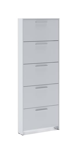 Dmora - Schuhschrank Caspio, Schuhregal, Mehrzweck-Eingangsgarderobe, Möbel für Schuhe, 69x17h187 cm, Weiß Dmora - Schuhschrank Caspio, Schuhregal, Mehrzweck-Eingangsgarderobe, Möbel für Schuhe, 69x17h187 cm, Weiß von Dmora