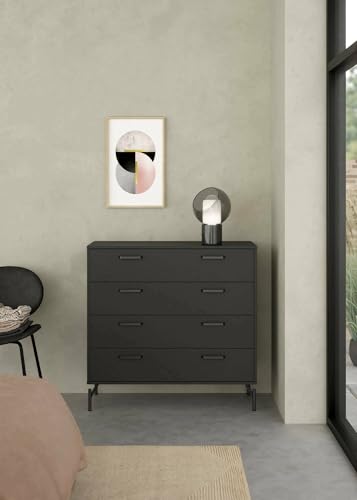 Dmora - Kommode Constance, Mehrzweckkommode, Schlafzimmerkommode, Schrank mit Schubladen, 99x40 h96 cm, Schwarz Dmora - Kommode Constance, Mehrzweckkommode, Schlafzimmerkommode, Schrank mit Schubladen, 99x40 h96 cm, Schwarz von Dmora
