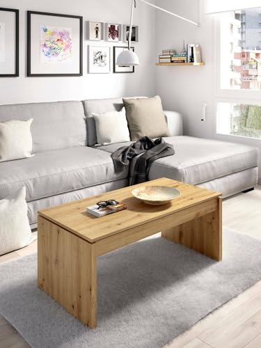Dmora - Cuar-Couchtisch, Wohnzimmer-Zeitungsständer mit Ablagefach, niedriger hochklappbarer Couchtisch, 102 x 50 x 43 cm, Knot Oak Dmora - Cuar-Couchtisch, Wohnzimmer-Zeitungsständer mit Ablagefach, niedriger hochklappbarer Couchtisch, 102 x 50 x 43 cm, Knot Oak von Dmora