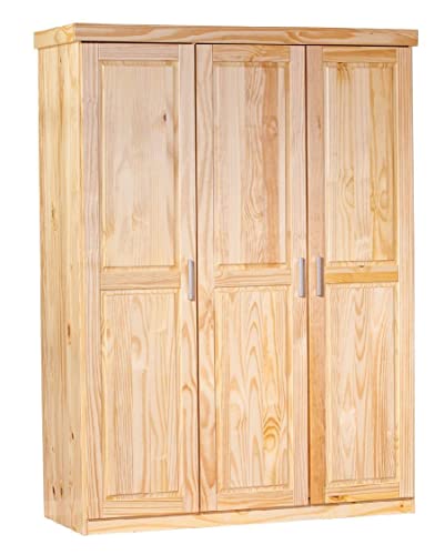 Dmora Dreitüriger Kleiderschrank, Eichenfarbe, 140 x 190 x 55 cm. von Dmora