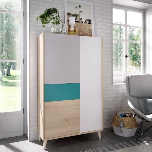 Dmora Duan, Sideboard für Wohnzimmer, Moderne Anrichte für Wohnzimmer mit 3 Türen, 81 x 43 x 137 cm, Weiß und Eiche Dmora Duan, Sideboard für Wohnzimmer, Moderne Anrichte für Wohnzimmer mit 3 Türen, 81 x 43 x 137 cm, Weiß und Eiche von Dmora