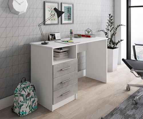 Dmora - Schreibtisch Egeo, Mehrzweckschreibtisch, Bürotisch für PC, Eckschreibtisch, 120x48h75 cm, Weiß und Zement Dmora - Schreibtisch Egeo, Mehrzweckschreibtisch, Bürotisch für PC, Eckschreibtisch, 120x48h75 cm, Weiß und Zement von Dmora