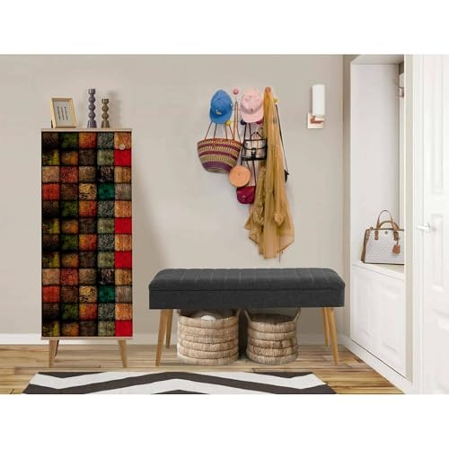 Dmora - Eingangsmöbel Baham, Moderner Eingang, Wandgarderobe, Multifunktions-Aufbewahrungskonsole, 50x38h135 cm, Eiche und Anthrazit von Dmora