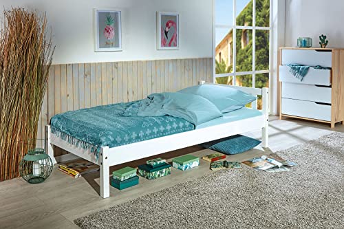 Dmora Einzelbett, in Kiefer milchig gebeizt, 98 * 210 * 70 cm, ohne Netto von Dmora