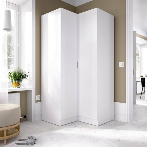 Dmora - Kleiderschrank 2 Türen Elgon, Eckschrank für Schlafzimmer, Eckschrank, 91x93h184 cm, Weiß Dmora - Kleiderschrank 2 Türen Elgon, Eckschrank für Schlafzimmer, Eckschrank, 91x93h184 cm, Weiß von Dmora
