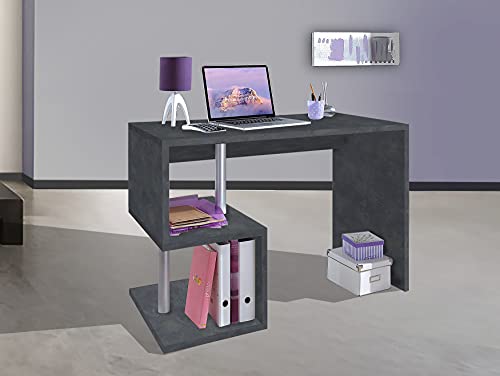 Dmora Esse moderner Schreibtisch für Büro und Arbeitszimmer mit Regal, Made in Italy, Computertisch, PC-Schreibtisch, cm 100x50h78, Farbe Aschgrau von Dmora