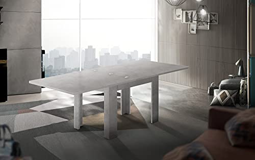 Dmora Esstisch mit Buchöffnung, Made in Italy, Küchenzusatzkonsole, Ausziehbarer Tisch, cm 90x90h75, Farbe Aschgrau von Dmora