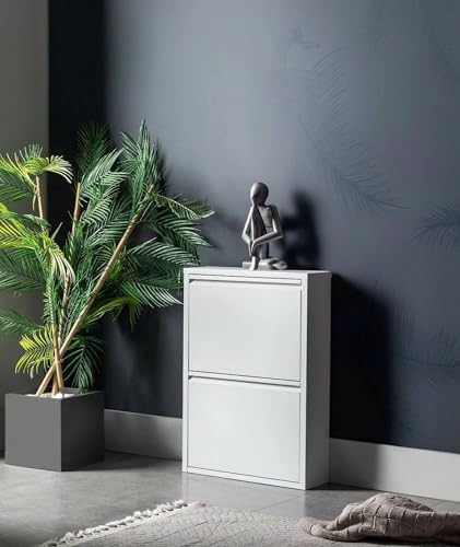 Dmora - Schuhschrank Ezequiel, Schuhregal aus Metall, Mehrzweck-Eingangsgarderobe, Möbel für Schuhe, 50x15h71 cm, Weiß Dmora - Schuhschrank Ezequiel, Schuhregal aus Metall, Mehrzweck-Eingangsgarderobe, Möbel für Schuhe, 50x15h71 cm, Weiß von Dmora