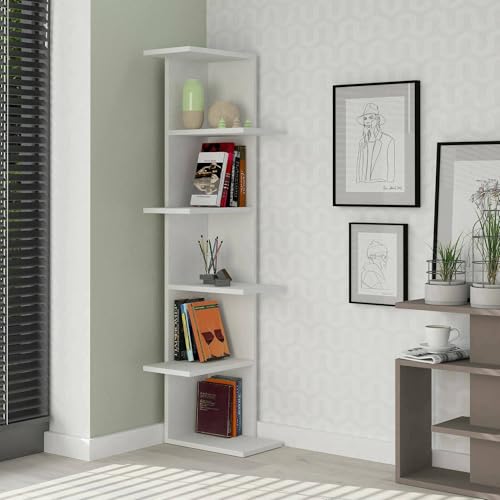 Dmora Libreria Fafnir, Scaffale da ufficio, Mobile portalibri, Biblioteca, 37x24h141 cm, Bianco von Dmora