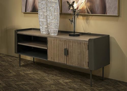 Dmora - Fernsehschrank Berlingo, Ständer für Wohnzimmerfernseher, Niedriges Wohnzimmer-Sideboard, TV-Ständerbasis, 150x42 h58 cm, Grau und Braun Dmora - Fernsehschrank Berlingo, Ständer für Wohnzimmerfernseher, Niedriges Wohnzimmer-Sideboard, TV-Ständerbasis, 150x42 h58 cm, Grau und Braun von Dmora