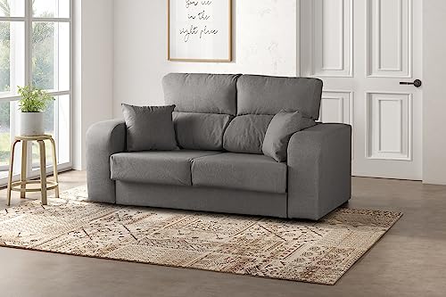 Dmora Festes Zuma, gepolstertem Stoff mit 3 Sitzern, Multi-Positionen-Sofa, 190 x 80 x 95 cm, Grau von Dmora