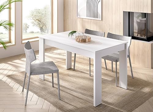 Dmora Feststehender Tisch Censo, Mehrzweck, rechteckiger Küchen-oder Esstisch, 139x81h77 cm, Weiß von Dmora