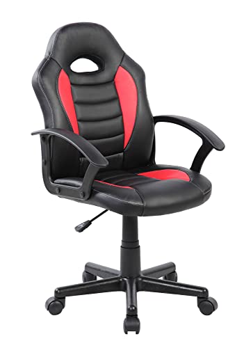 Dmora - Gaming-Stühl Hervey, Kinder-Gaming-Sessel, Schreibtischstuhl, cm 56x55h89/100, Schwarz und Rot von Dmora