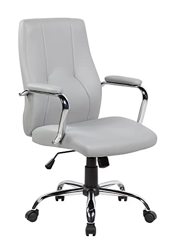 Dmora Hobart, Chefsessel mit Armlehnen, ergonomischer Bürostuhl, 64 x 58 x 101/111, Grau, weiß von Dmora