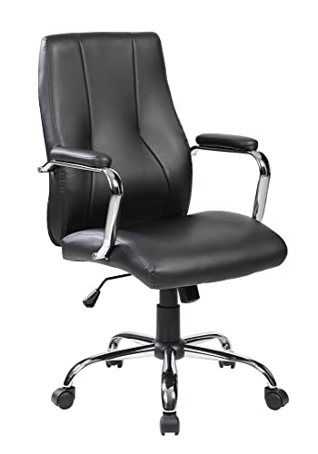 Dmora Hobart, Chefsessel mit Armlehnen, ergonomischer Bürostuhl, 64 x 58 x 101/111, Schwarz von Dmora