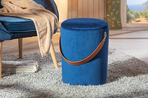 Dmora Hocker-Eimer-Behälter aus Samt und Kunstledergriff, blaue Farbe, 35x35x45 cm Dmora Hocker-Eimer-Behälter aus Samt und Kunstledergriff, blaue Farbe, 35x35x45 cm von Dmora